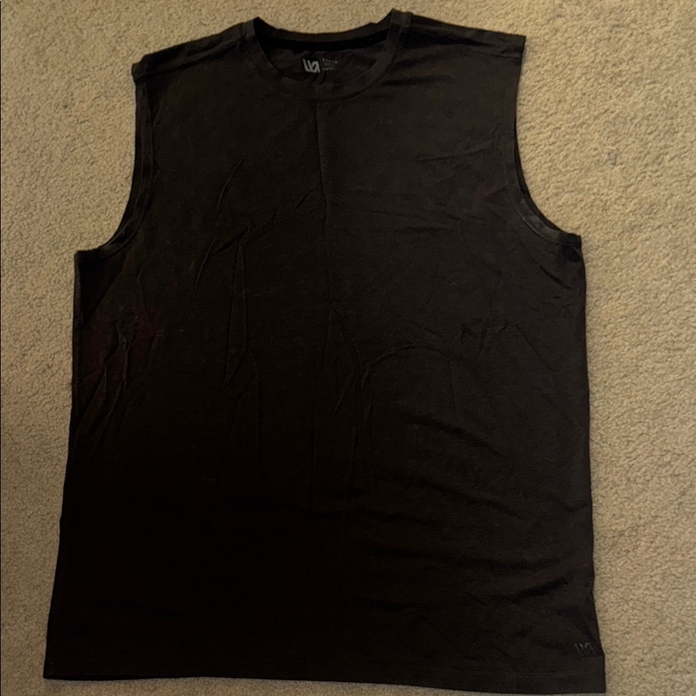 Gray Cotton Tank Top Crew Neck